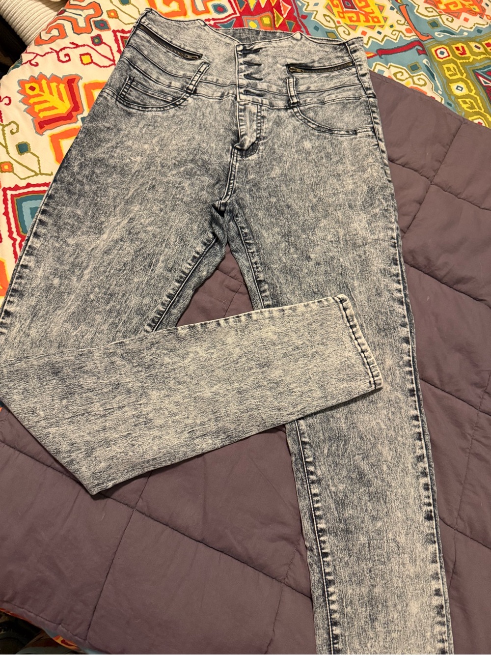VIP Women's Acid Wash Gray Jeggings